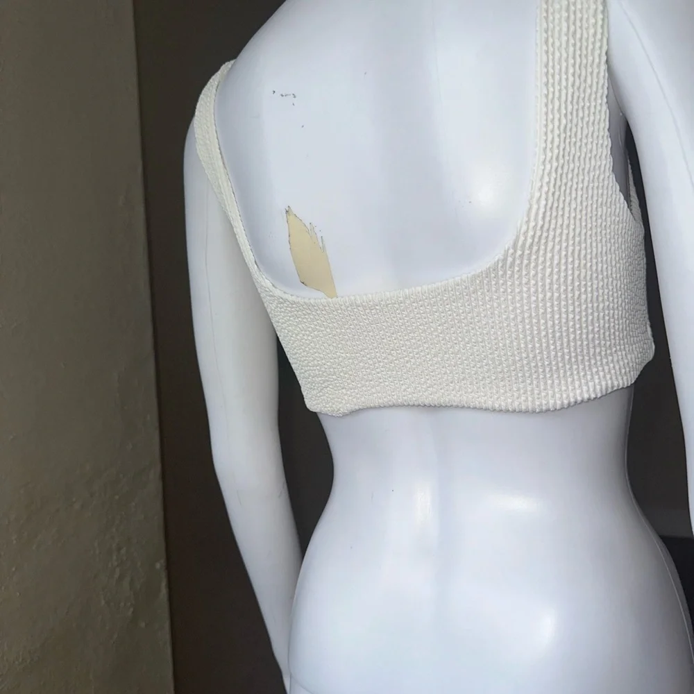 White Ribbed Crop Top - Picture 5 of 9